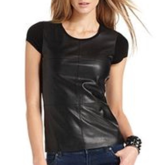 Vince Camuto Tops - Vince Camuto Black Vegan Leather Front Top